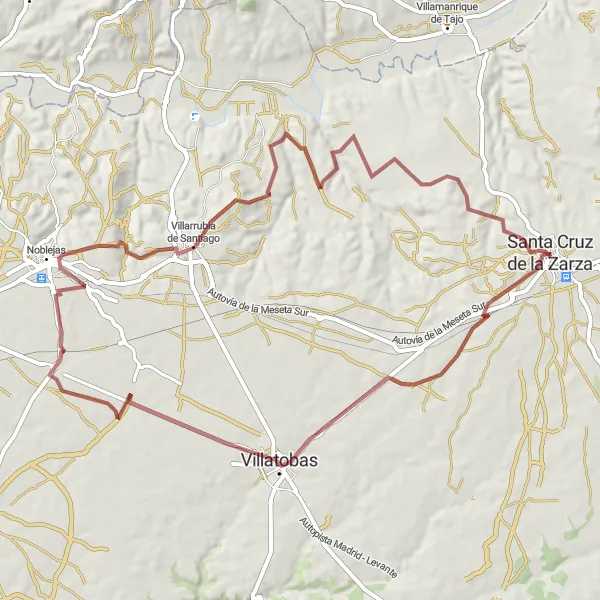 Map miniature of "Hidden Gems of Castilla-La Mancha" cycling inspiration in Castilla-La Mancha, Spain. Generated by Tarmacs.app cycling route planner