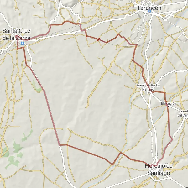 Map miniature of "Tranquil Charms of Castilla-La Mancha" cycling inspiration in Castilla-La Mancha, Spain. Generated by Tarmacs.app cycling route planner