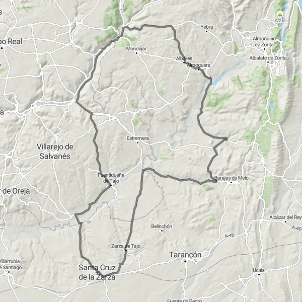 Miniatura mapy "Ekscytujące wyzwanie dla rowerzystów drogowych" - trasy rowerowej w Castilla-La Mancha, Spain. Wygenerowane przez planer tras rowerowych Tarmacs.app