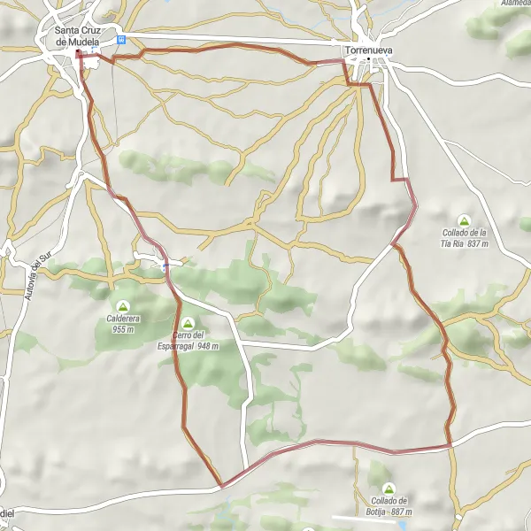 Miniatua del mapa de inspiración ciclista "Ruta del Esparragal" en Castilla-La Mancha, Spain. Generado por Tarmacs.app planificador de rutas ciclistas