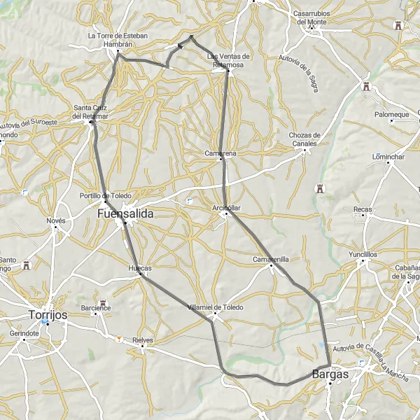 Map miniature of "Santa Cruz Circuit" cycling inspiration in Castilla-La Mancha, Spain. Generated by Tarmacs.app cycling route planner