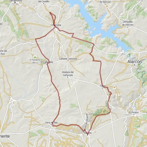 Map miniature of "Gravel Route: Sisante Loop" cycling inspiration in Castilla-La Mancha, Spain. Generated by Tarmacs.app cycling route planner