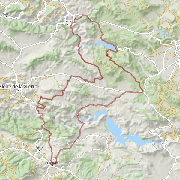 Map miniature of "Valle del Tus" cycling inspiration in Castilla-La Mancha, Spain. Generated by Tarmacs.app cycling route planner
