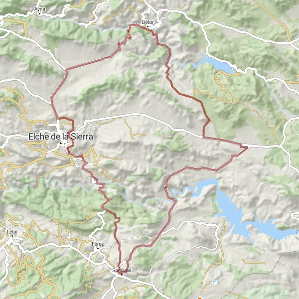 Miniatua del mapa de inspiración ciclista "Explorando Sierras y Pueblos" en Castilla-La Mancha, Spain. Generado por Tarmacs.app planificador de rutas ciclistas