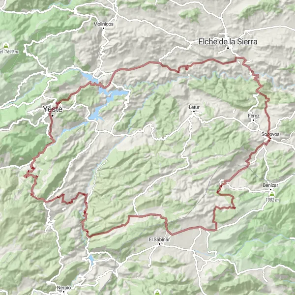 Map miniature of "El Beso de Socovos" cycling inspiration in Castilla-La Mancha, Spain. Generated by Tarmacs.app cycling route planner