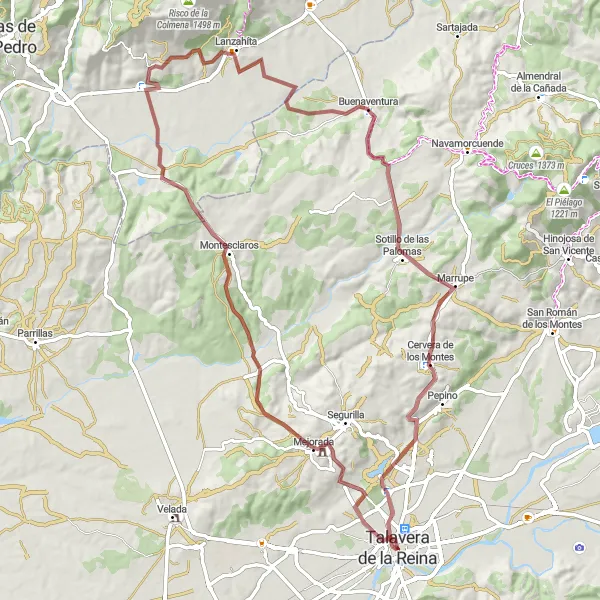 Miniatura mapy "Trasy rowerowe z Talavera de la Reina" - trasy rowerowej w Castilla-La Mancha, Spain. Wygenerowane przez planer tras rowerowych Tarmacs.app