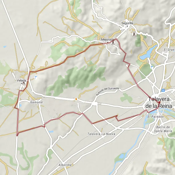 Miniatura mapy "Trasa: Puente del Arroyo Bárrago i Casa-Palacio de la Calle Sol" - trasy rowerowej w Castilla-La Mancha, Spain. Wygenerowane przez planer tras rowerowych Tarmacs.app