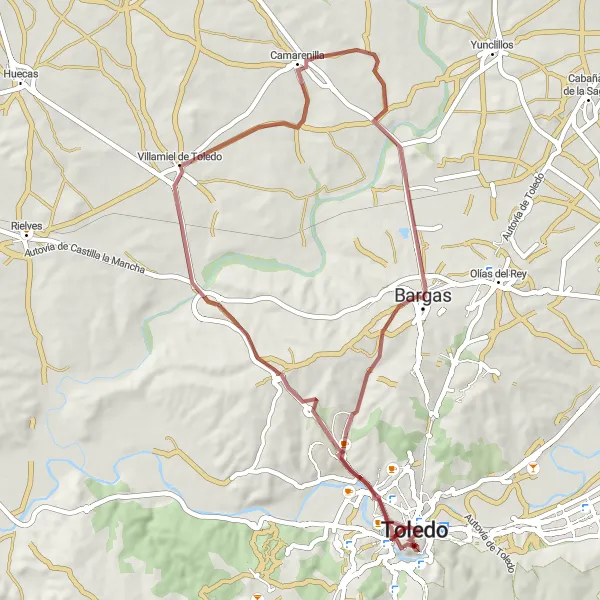 Map miniature of "Off the Beaten Path: Gravel Adventure" cycling inspiration in Castilla-La Mancha, Spain. Generated by Tarmacs.app cycling route planner