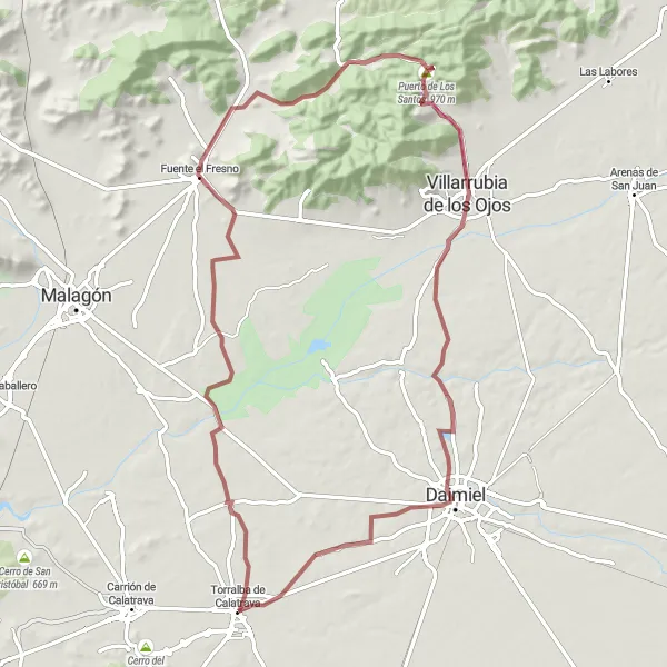 Miniatuurkaart van de fietsinspiratie "Avontuurlijke gravelroute in de regio Castilla-La Mancha" in Castilla-La Mancha, Spain. Gemaakt door de Tarmacs.app fietsrouteplanner