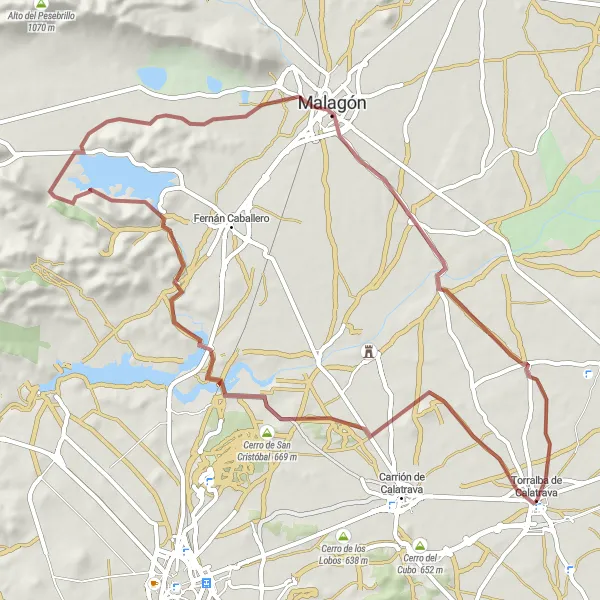 Miniatura mapy "Podróż przez historię" - trasy rowerowej w Castilla-La Mancha, Spain. Wygenerowane przez planer tras rowerowych Tarmacs.app