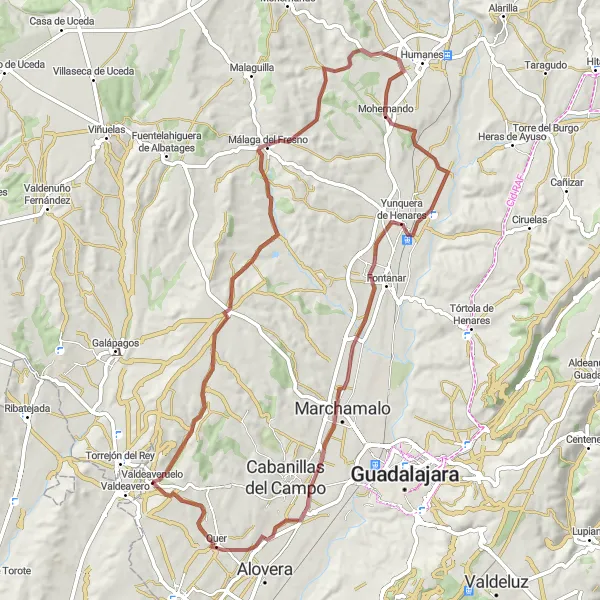 Miniatura mapy "Trasa gravelowa z Usanos do Quer" - trasy rowerowej w Castilla-La Mancha, Spain. Wygenerowane przez planer tras rowerowych Tarmacs.app