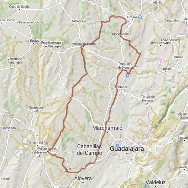 Map miniature of "Usanos Gravel Ride" cycling inspiration in Castilla-La Mancha, Spain. Generated by Tarmacs.app cycling route planner