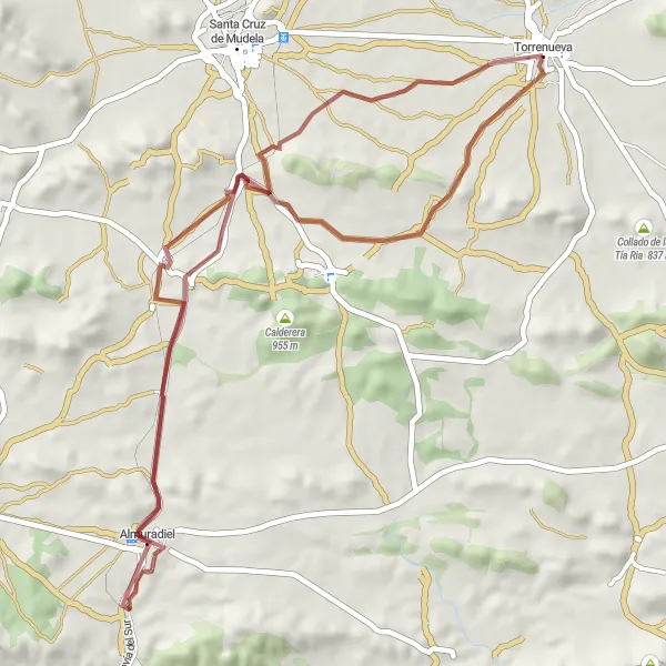Miniatua del mapa de inspiración ciclista "Ruta de las Colinas y Ríos" en Castilla-La Mancha, Spain. Generado por Tarmacs.app planificador de rutas ciclistas
