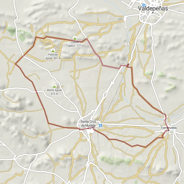 Map miniature of "Gravel Adventure" cycling inspiration in Castilla-La Mancha, Spain. Generated by Tarmacs.app cycling route planner