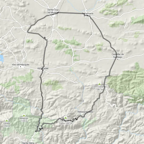 Map miniature of "Castilla-La Mancha Challenge" cycling inspiration in Castilla-La Mancha, Spain. Generated by Tarmacs.app cycling route planner