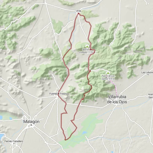 Miniatua del mapa de inspiración ciclista "Ruta al Morrón de Enmedio" en Castilla-La Mancha, Spain. Generado por Tarmacs.app planificador de rutas ciclistas