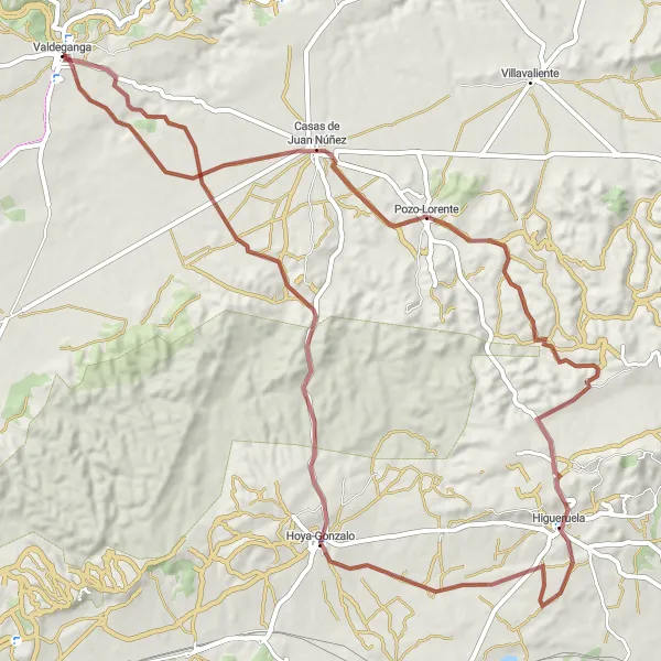 Miniatuurkaart van de fietsinspiratie "Ontdek Higueruela en Pozo-Lorente per gravelbike" in Castilla-La Mancha, Spain. Gemaakt door de Tarmacs.app fietsrouteplanner