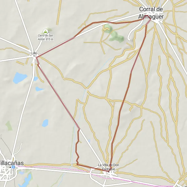 Miniatura mapy "Odkryj urocze miasta na wycieczce gravelowej" - trasy rowerowej w Castilla-La Mancha, Spain. Wygenerowane przez planer tras rowerowych Tarmacs.app