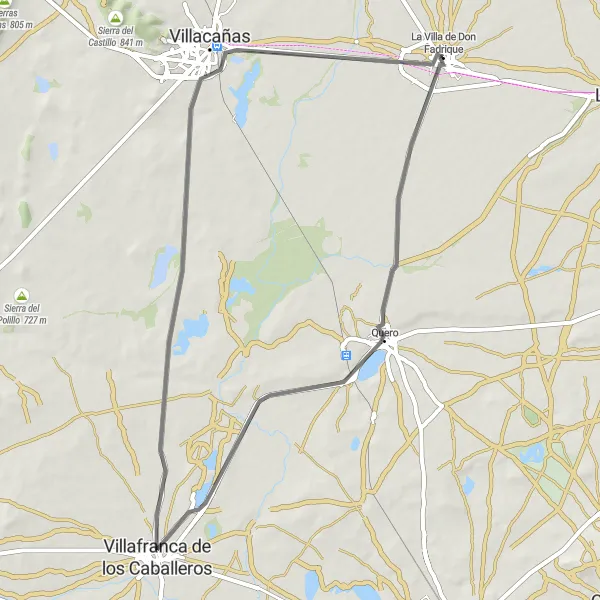 Miniatura mapy "Rowerowa trasa wokół Villa de Don Fadrique" - trasy rowerowej w Castilla-La Mancha, Spain. Wygenerowane przez planer tras rowerowych Tarmacs.app