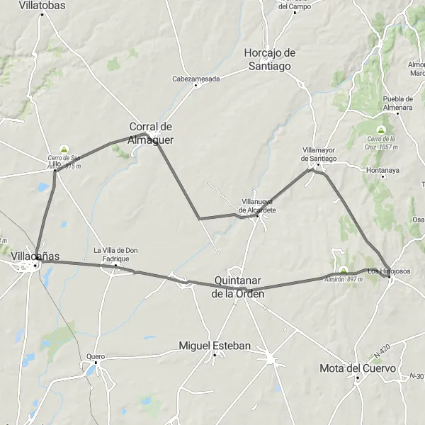 Miniatura mapy "Trasa Villacañas" - trasy rowerowej w Castilla-La Mancha, Spain. Wygenerowane przez planer tras rowerowych Tarmacs.app