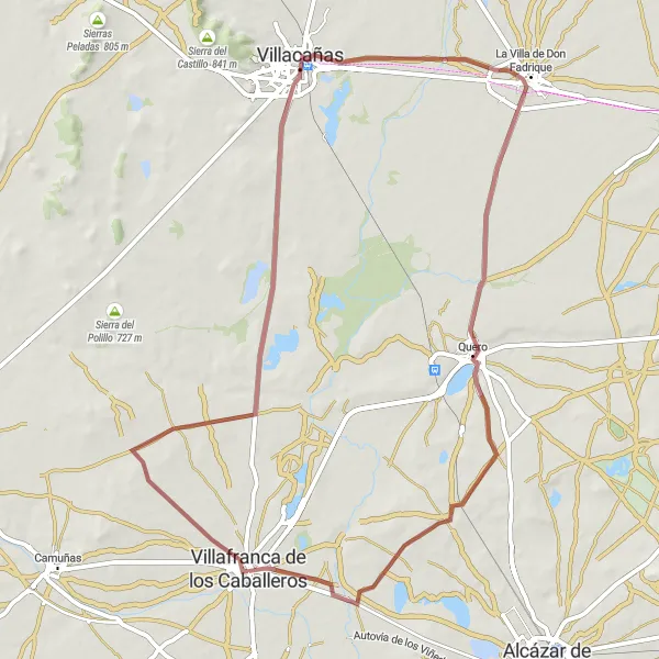 Miniatura mapy "Trasa przez Villacañas" - trasy rowerowej w Castilla-La Mancha, Spain. Wygenerowane przez planer tras rowerowych Tarmacs.app