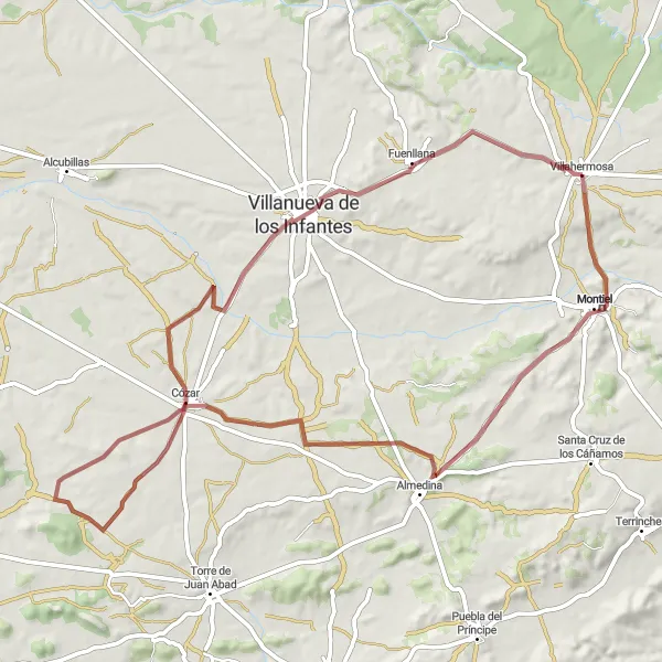 Map miniature of "Off the Beaten Path" cycling inspiration in Castilla-La Mancha, Spain. Generated by Tarmacs.app cycling route planner