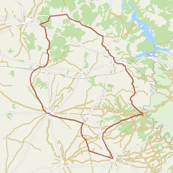 Miniatuurkaart van de fietsinspiratie "Grindroute vanuit Villamalea naar Castillejo de Iniesta en Minglanilla" in Castilla-La Mancha, Spain. Gemaakt door de Tarmacs.app fietsrouteplanner