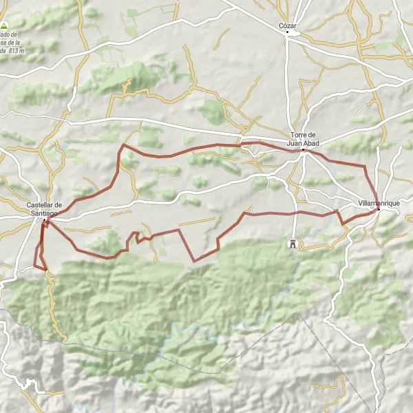 Miniatuurkaart van de fietsinspiratie "Avontuurlijke gravelroute naar Villamanrique" in Castilla-La Mancha, Spain. Gemaakt door de Tarmacs.app fietsrouteplanner