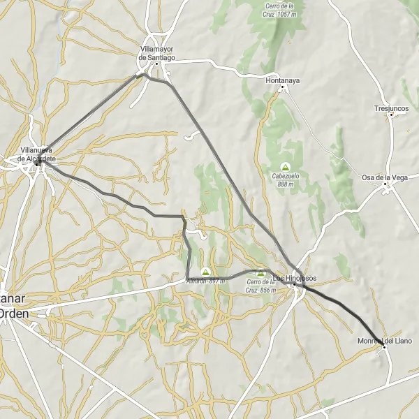 Miniatua del mapa de inspiración ciclista "Ruta de los Molinos de Viento" en Castilla-La Mancha, Spain. Generado por Tarmacs.app planificador de rutas ciclistas