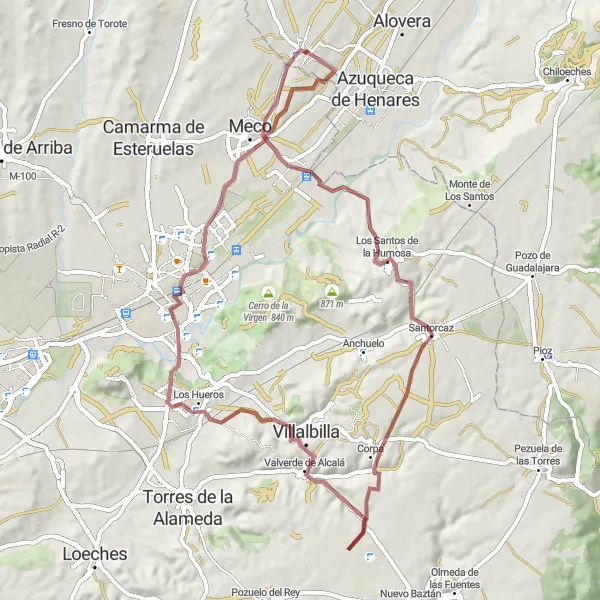 Map miniature of "Scenic Gravel Cycling Route" cycling inspiration in Castilla-La Mancha, Spain. Generated by Tarmacs.app cycling route planner