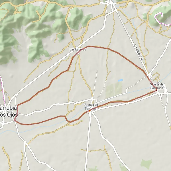 Miniatura mapy "Przejażdżka przez Las Labores" - trasy rowerowej w Castilla-La Mancha, Spain. Wygenerowane przez planer tras rowerowych Tarmacs.app