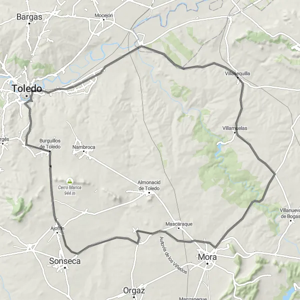 Miniatura mapy "Trasa przez Algodor i Puente de Alcántara" - trasy rowerowej w Castilla-La Mancha, Spain. Wygenerowane przez planer tras rowerowych Tarmacs.app