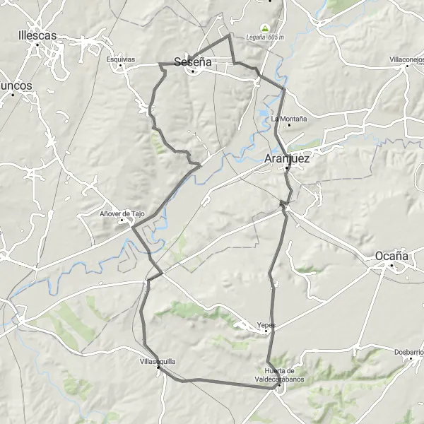 Map miniature of "Hidden Gems of Borox" cycling inspiration in Castilla-La Mancha, Spain. Generated by Tarmacs.app cycling route planner