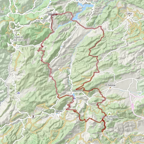 Miniatua del mapa de inspiración ciclista "Ruta al Cerro de Villafuerte" en Castilla-La Mancha, Spain. Generado por Tarmacs.app planificador de rutas ciclistas