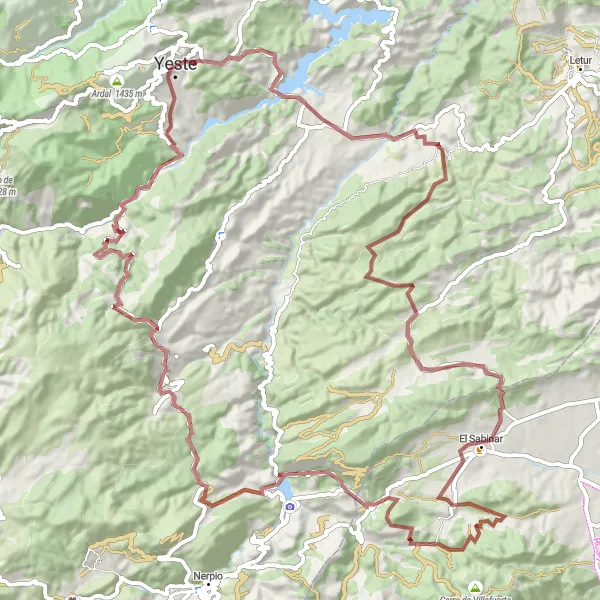 Map miniature of "Scenic Gravel Route near Yeste" cycling inspiration in Castilla-La Mancha, Spain. Generated by Tarmacs.app cycling route planner