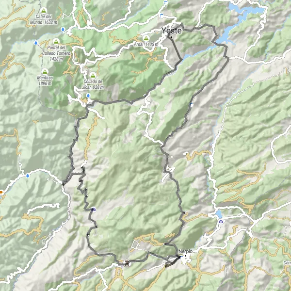 Map miniature of "Nerpio Road Route" cycling inspiration in Castilla-La Mancha, Spain. Generated by Tarmacs.app cycling route planner