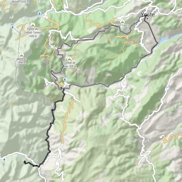 Map miniature of "Yeste Adventure" cycling inspiration in Castilla-La Mancha, Spain. Generated by Tarmacs.app cycling route planner