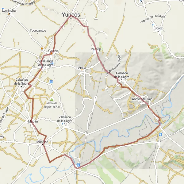 Map miniature of "Off-Road Adventure and Rural Charms" cycling inspiration in Castilla-La Mancha, Spain. Generated by Tarmacs.app cycling route planner