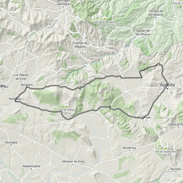 Miniatura mapy "Wizyta w Almajano i Fuentestrún" - trasy rowerowej w Castilla y León, Spain. Wygenerowane przez planer tras rowerowych Tarmacs.app