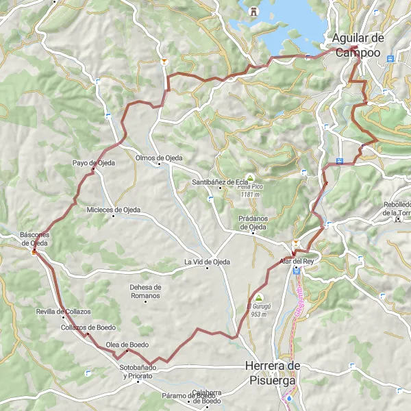 Miniatua del mapa de inspiración ciclista "Ruta de Grava de Villaescusa a Quintanilla de la Berzosa" en Castilla y León, Spain. Generado por Tarmacs.app planificador de rutas ciclistas