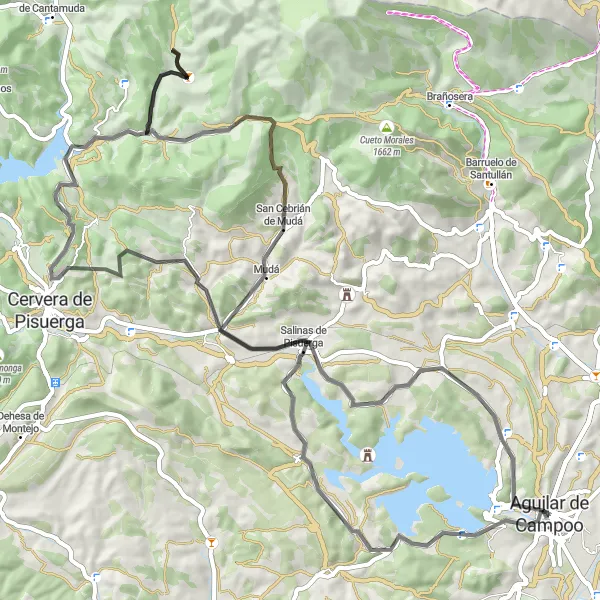 Miniatuurkaart van de fietsinspiratie "Wegroute rond Aguilar de Campoo" in Castilla y León, Spain. Gemaakt door de Tarmacs.app fietsrouteplanner