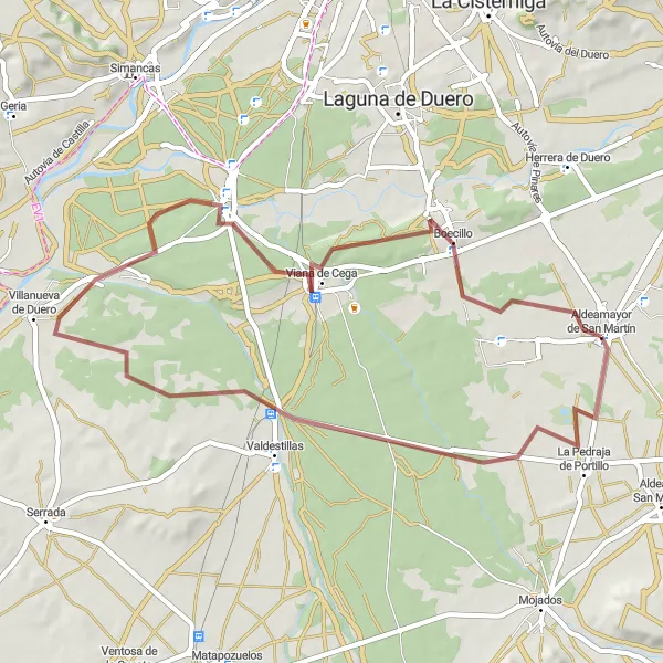 Map miniature of "Countryside Gravel Adventure" cycling inspiration in Castilla y León, Spain. Generated by Tarmacs.app cycling route planner