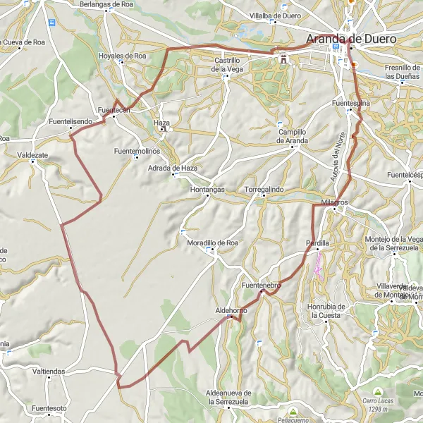 Map miniature of "The Granular Gateway" cycling inspiration in Castilla y León, Spain. Generated by Tarmacs.app cycling route planner