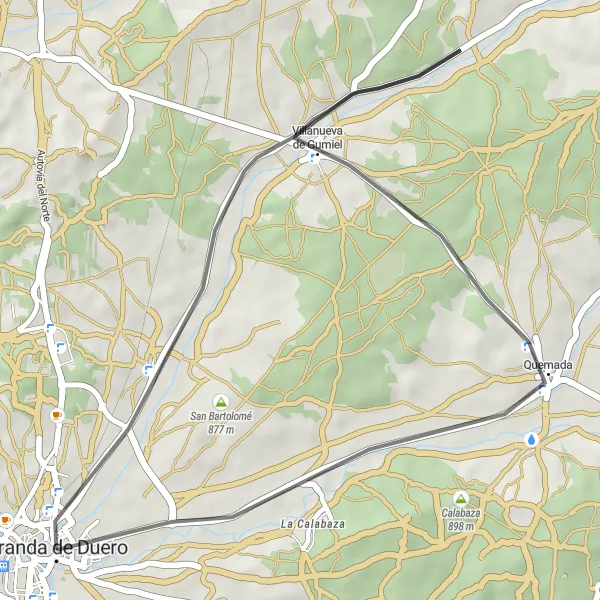 Map miniature of "The Historic Trail" cycling inspiration in Castilla y León, Spain. Generated by Tarmacs.app cycling route planner