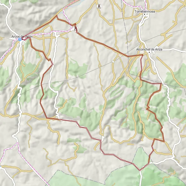 Map miniature of "The Gravel Adventure" cycling inspiration in Castilla y León, Spain. Generated by Tarmacs.app cycling route planner