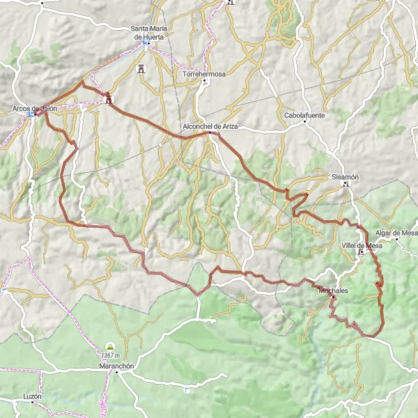 Map miniature of "Mochales Gravel Adventure" cycling inspiration in Castilla y León, Spain. Generated by Tarmacs.app cycling route planner