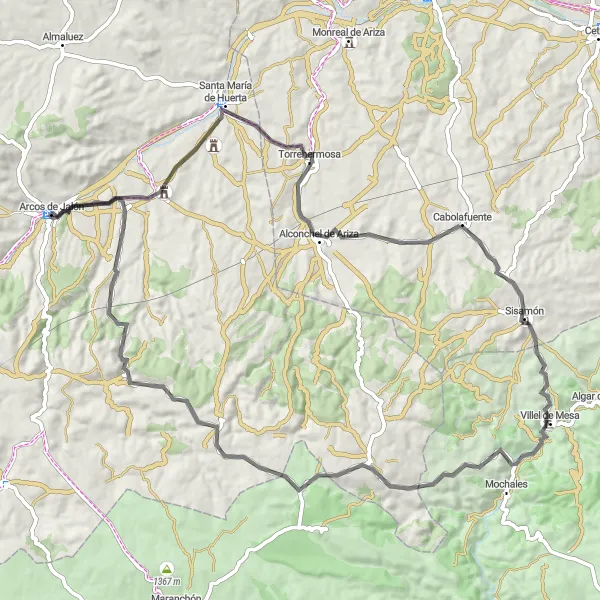 Miniatua del mapa de inspiración ciclista "Ruta de los Castillos y Torrehermosa" en Castilla y León, Spain. Generado por Tarmacs.app planificador de rutas ciclistas