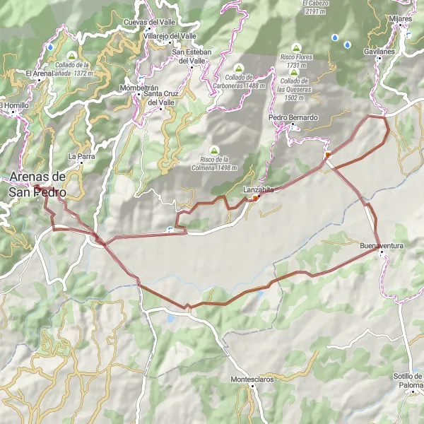 Miniatura mapy "Wycieczka gravelowa do Palacio de la Mosquera" - trasy rowerowej w Castilla y León, Spain. Wygenerowane przez planer tras rowerowych Tarmacs.app