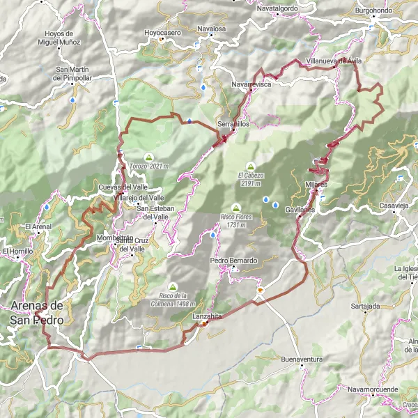 Miniatura mapy "Wyzwanie gravelowe w pięknych górach" - trasy rowerowej w Castilla y León, Spain. Wygenerowane przez planer tras rowerowych Tarmacs.app