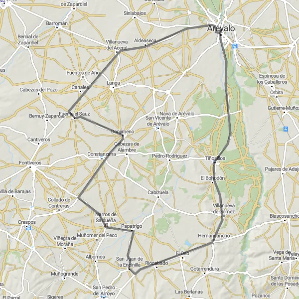 Map miniature of "Sauz Journey" cycling inspiration in Castilla y León, Spain. Generated by Tarmacs.app cycling route planner